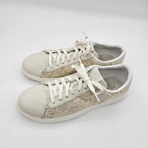 Cole Haan GrandPro Womens Tennis Shoes Floral Lace Sneakers Ivory Size 9.5 B - Picture 8 of 13